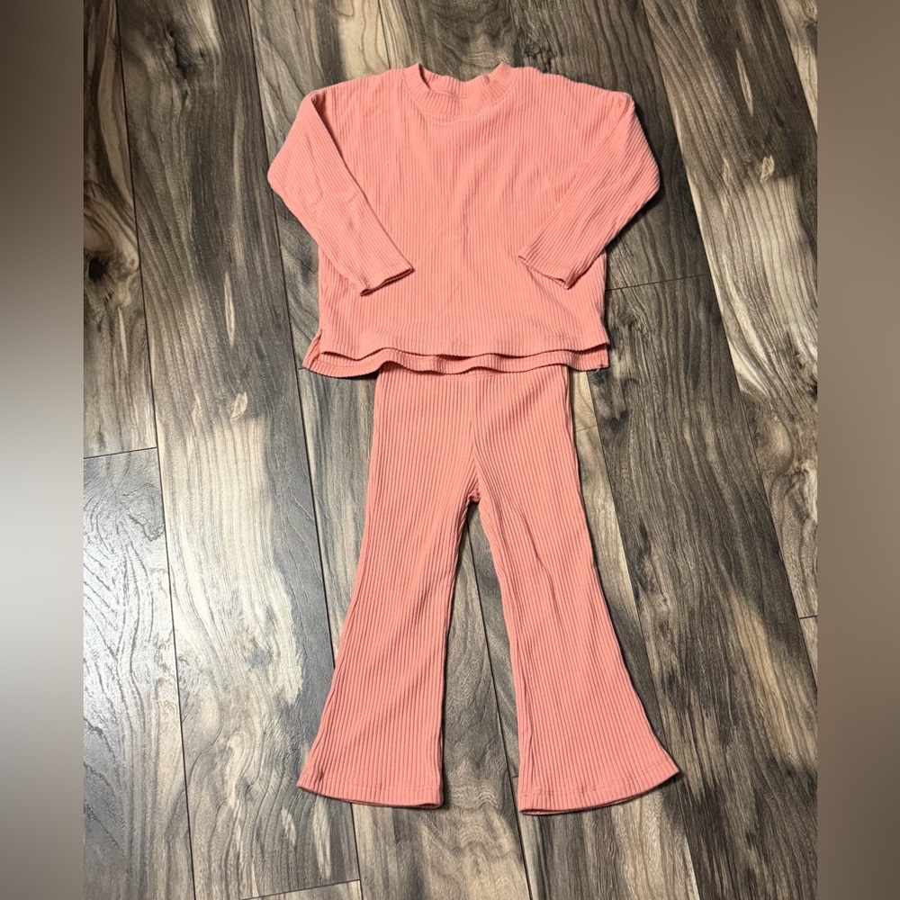 Cat & Jack Ribbed Two-Piece Lounge Set in Coral Pink